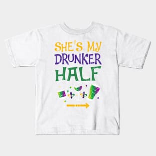 Awesome She's My Drunker Half Mardi Gras Gift Kids T-Shirt